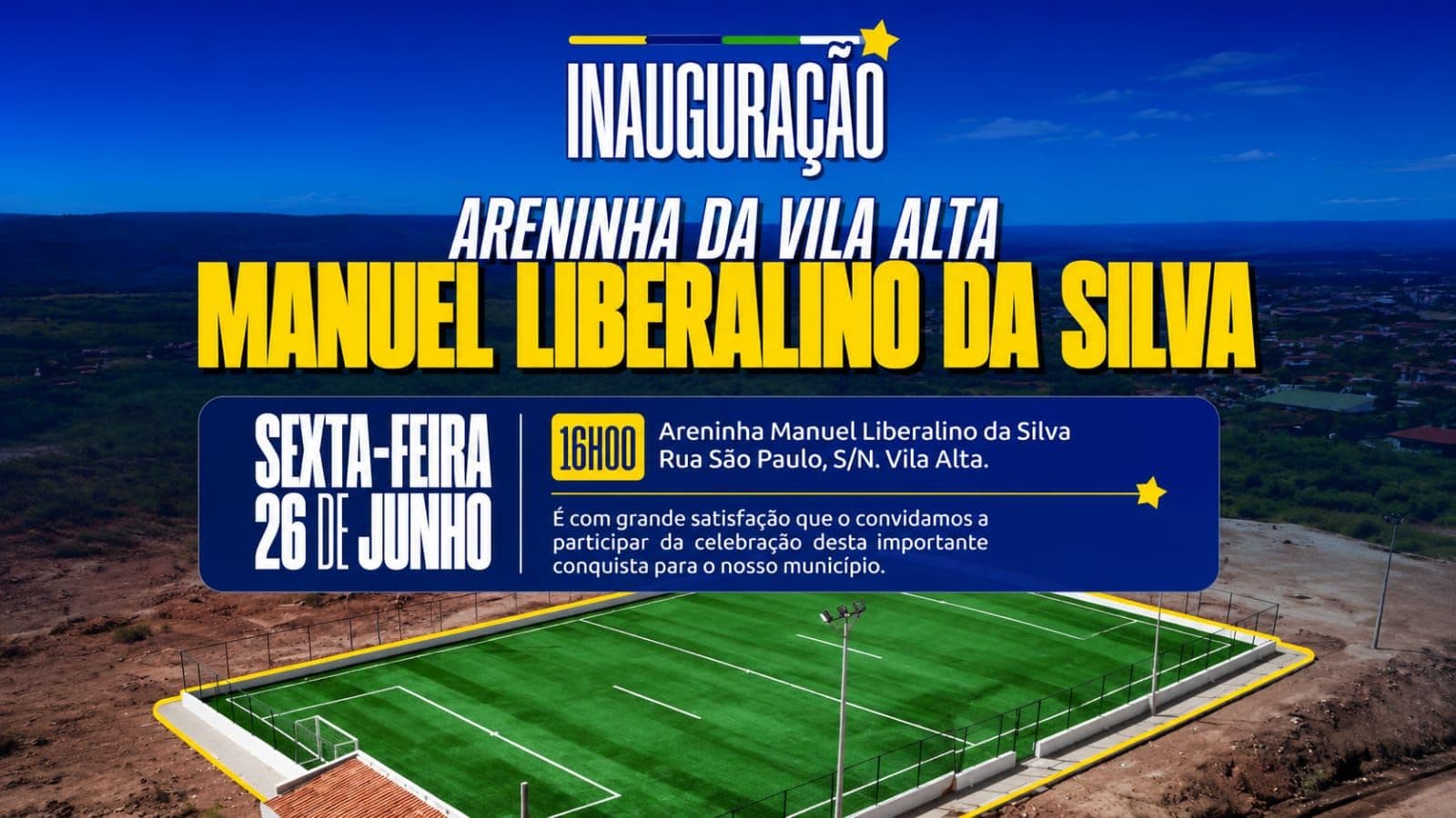 Nova Olinda inaugura Areninha Manuel Liberalino da Silva na Vila Alta no próximo dia 26