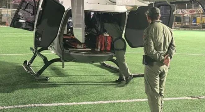 Criança de 11 anos é transferida de helicóptero de Iguatu para hospital em Barbalha